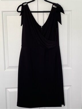 Lauren Ralph Lauren Women’s Black Embellished Surplice Sleeveless Cocktail Dress